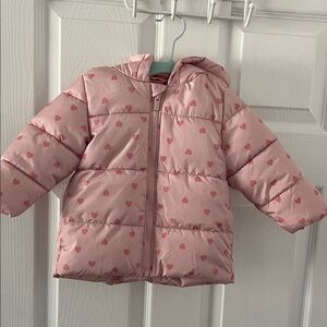 Old Navy Pink Heart Pattern Puffer Jacket